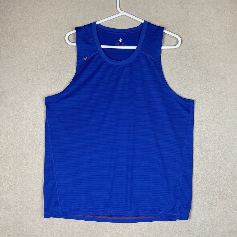 Rhone Tank Men Extra Large Blue Casual Outdoor‎ Gym Workout Tee Logo Adult